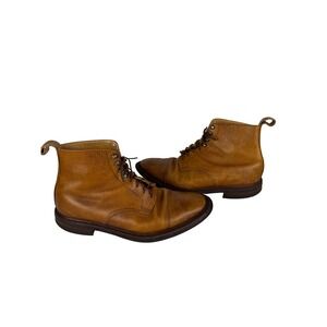 Charles Tyrwhitt Tan Grain Leather Cap Toe Boots Dainite Sole Made England 8.5
